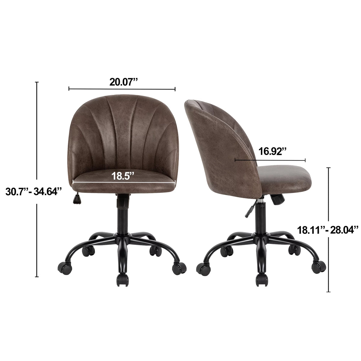 Ash Brown Faux Leather Swivel Desk Chair L44176