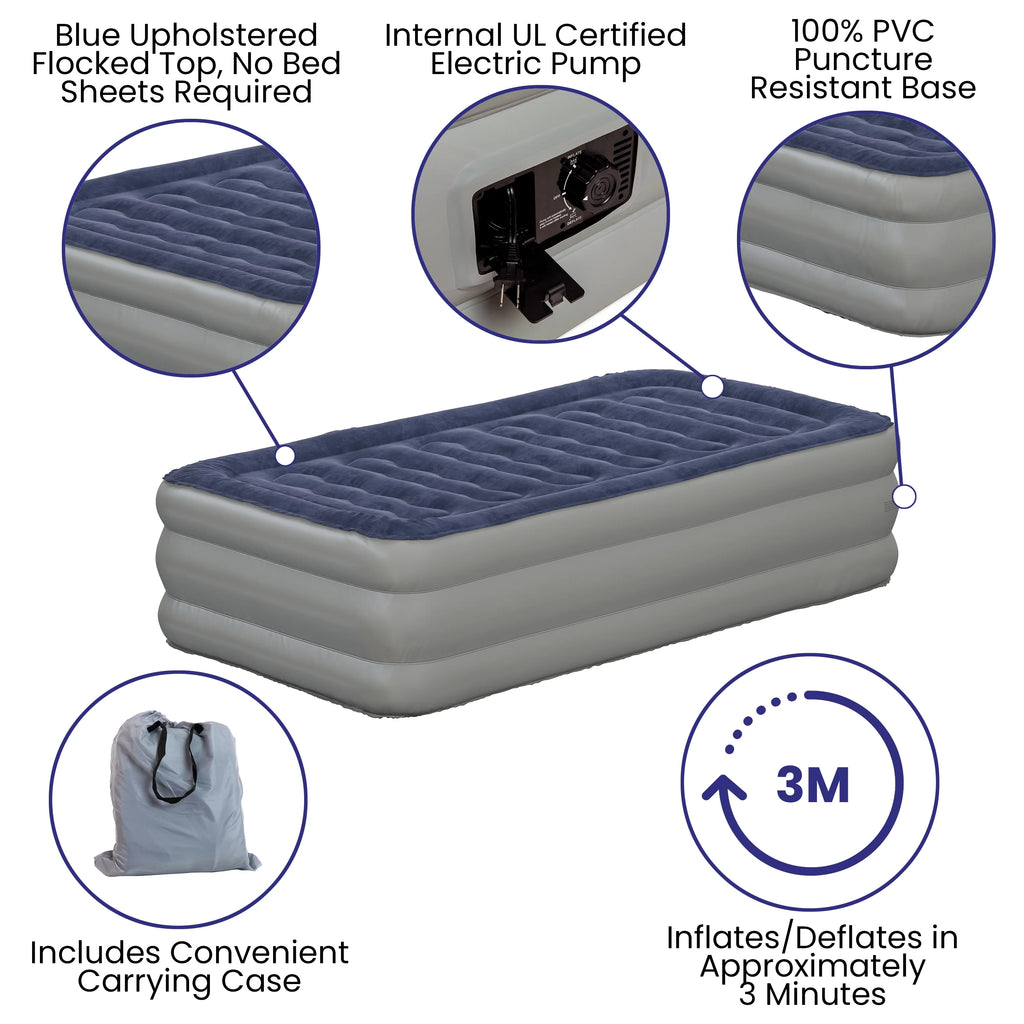 18 inch Air Mattress with Internal Electric Pump and Carrying Case - Twin O86937