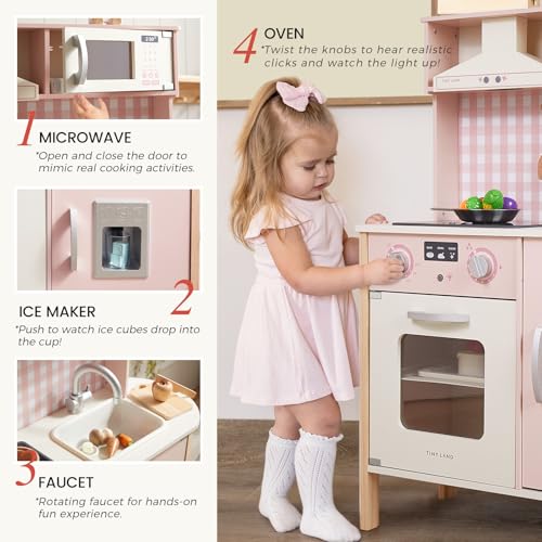 Wooden Kids Play Kitchen with Real Lights & Sounds C47377