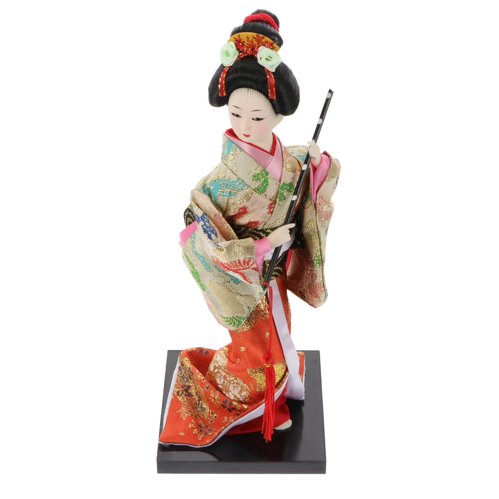 Kimono Geisha Ornament Doll Tabletop Crafts Foam Wood Woman M5243