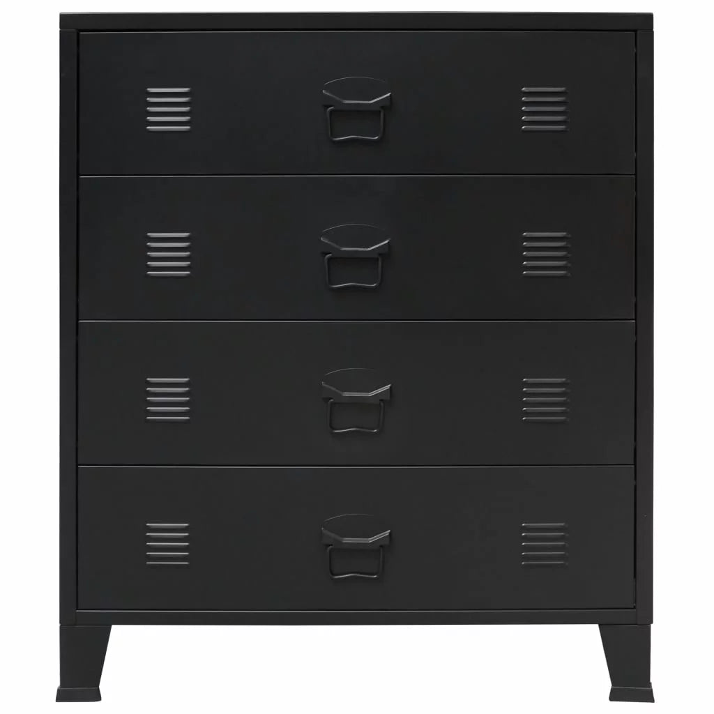 Black 4 Drawer Metal Dresser H977