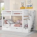 Full Over Full Bunk Bed with Stairs and 6 Storage Drawers U56975