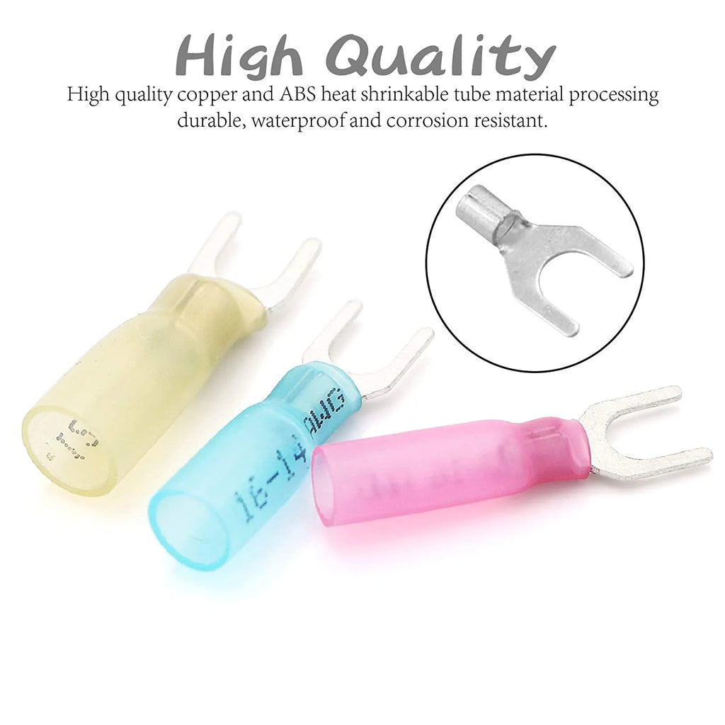 100 PCS Insulated Heat Shrink Fork Terminals G10004