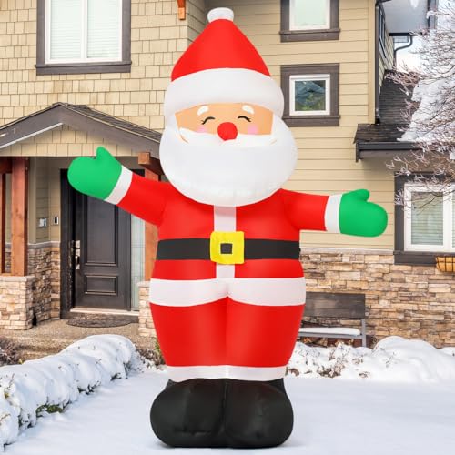 5 FT Christmas Inflatables Santa Claus Outdoor Decorations Blow Up Yard Standing Santa with Built-in LEDs J8012