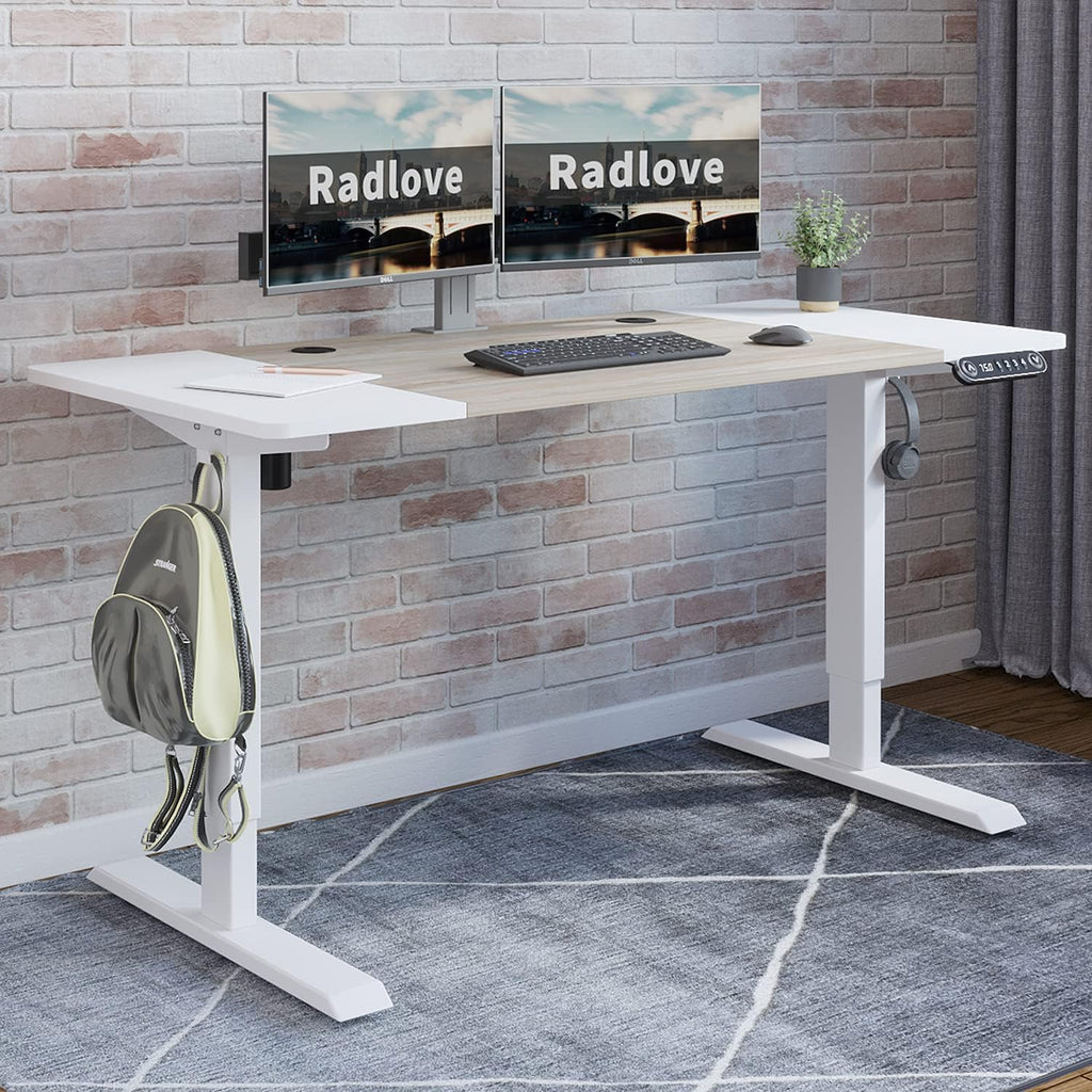 Rustic Brown Black Frame Electric Standing Desk 48 x 24 Inches T324907