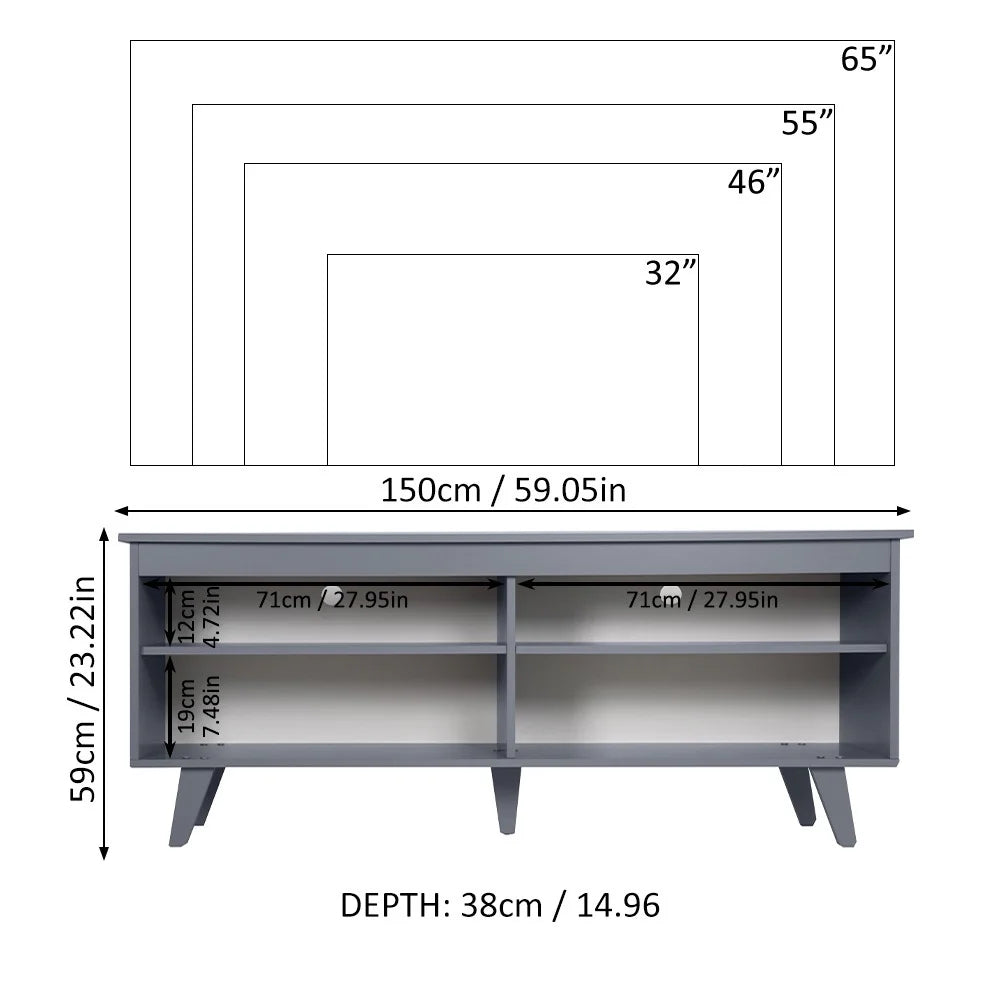 White TV Stand with Storage Shelves L794
