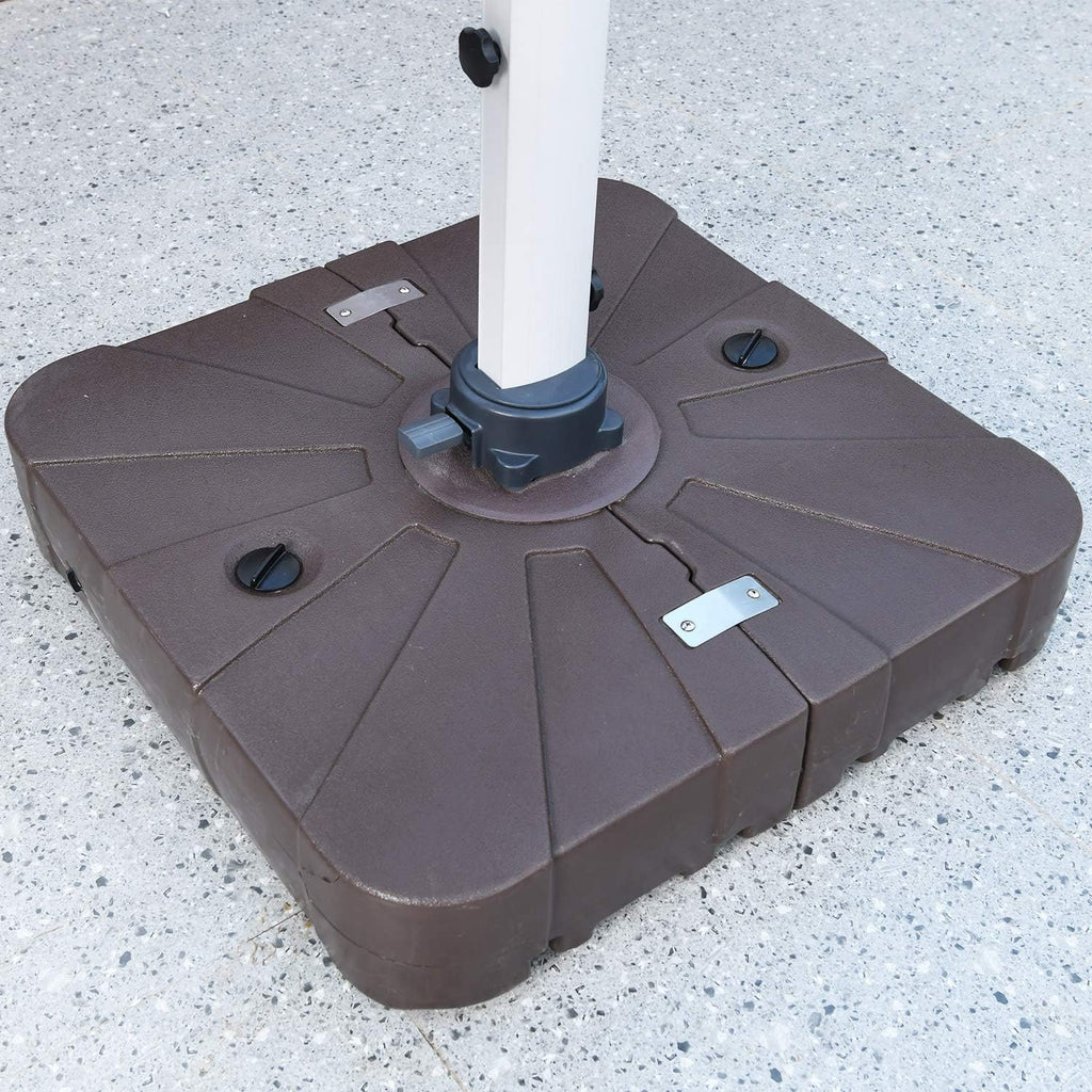 10 FT Square Cantilever Umbrella with Solar LED Lights and Cross Base, Beige U30948