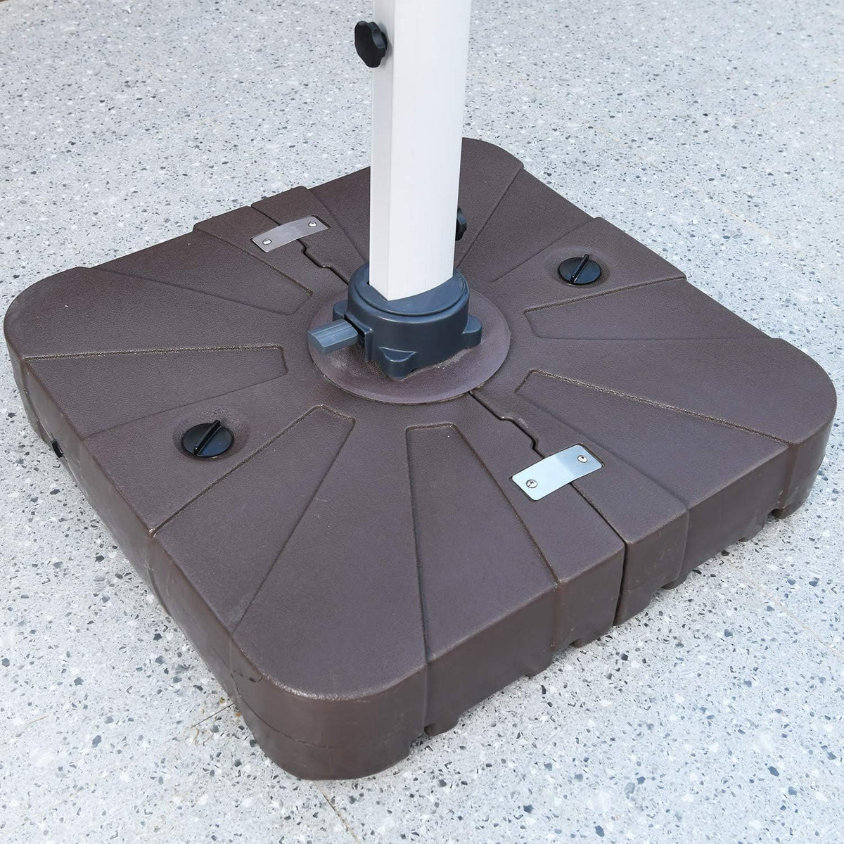 10 FT Square Cantilever Umbrella with Solar LED Lights and Cross Base, Beige U30948