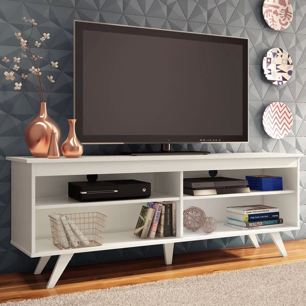 White TV Stand with Storage Shelves L794