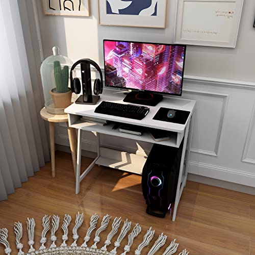 White W31.5*D19*H29.5 Wood Corner Desk Y63012
