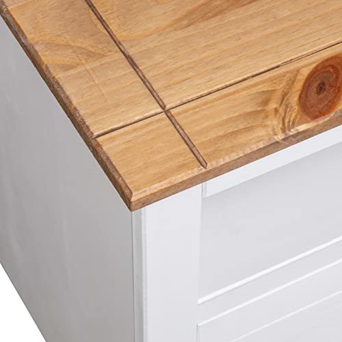 Pine Wood Corner TV Cabinet with 2 Storage Drawers and 1 Open Compartment, 36.6 x 19.3 x 19.3 Inches R4811
