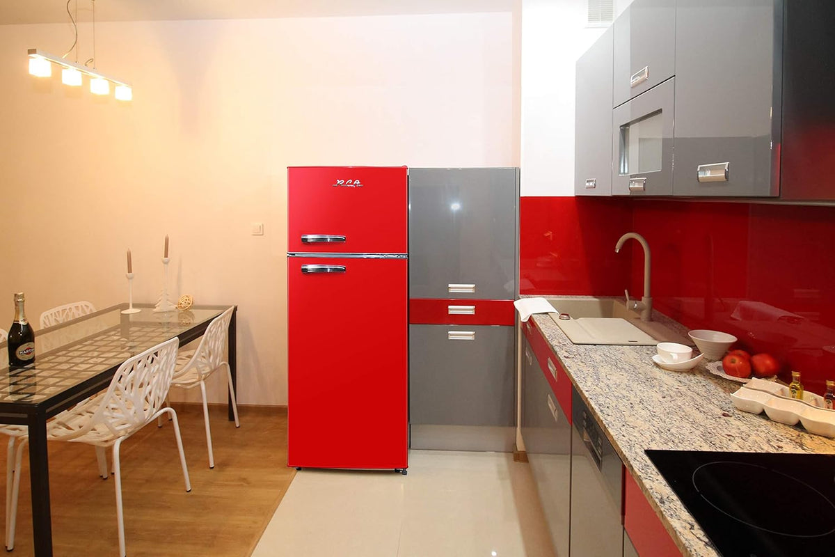 2 Door Apartment Size Refrigerator with Freezer, 7.5 cu. ft, Retro Red D294861