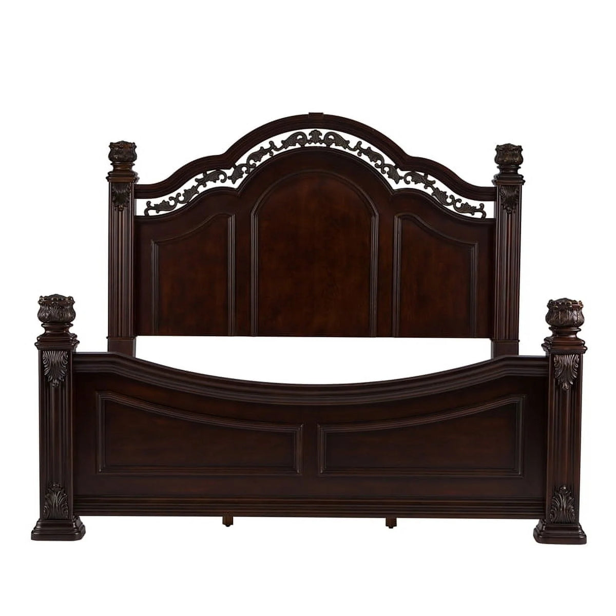 Dark Brown Queen Poster Bed Dresser & Mirror X171