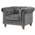 Dark Gray Velvet Button Tufted Club Chair R3914