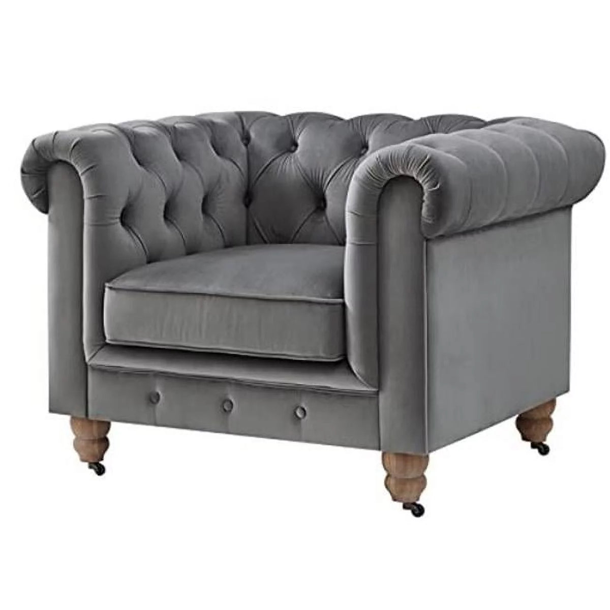 Dark Gray Velvet Button Tufted Club Chair R3914