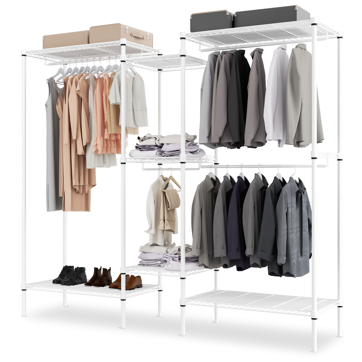 White Carbon Steel Freestanding Clothes Rack G6346