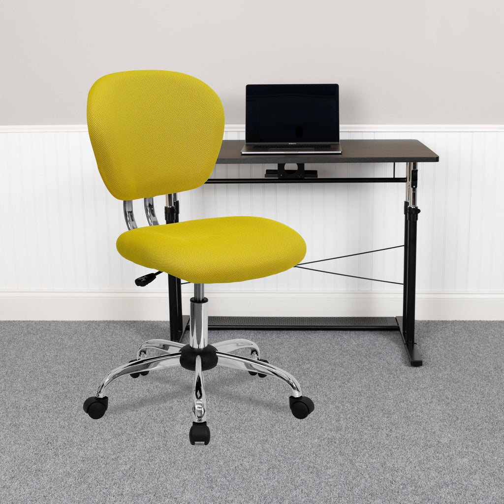 Yellow Mid-Back Mesh Padded Swivel Task Office Chair E6395