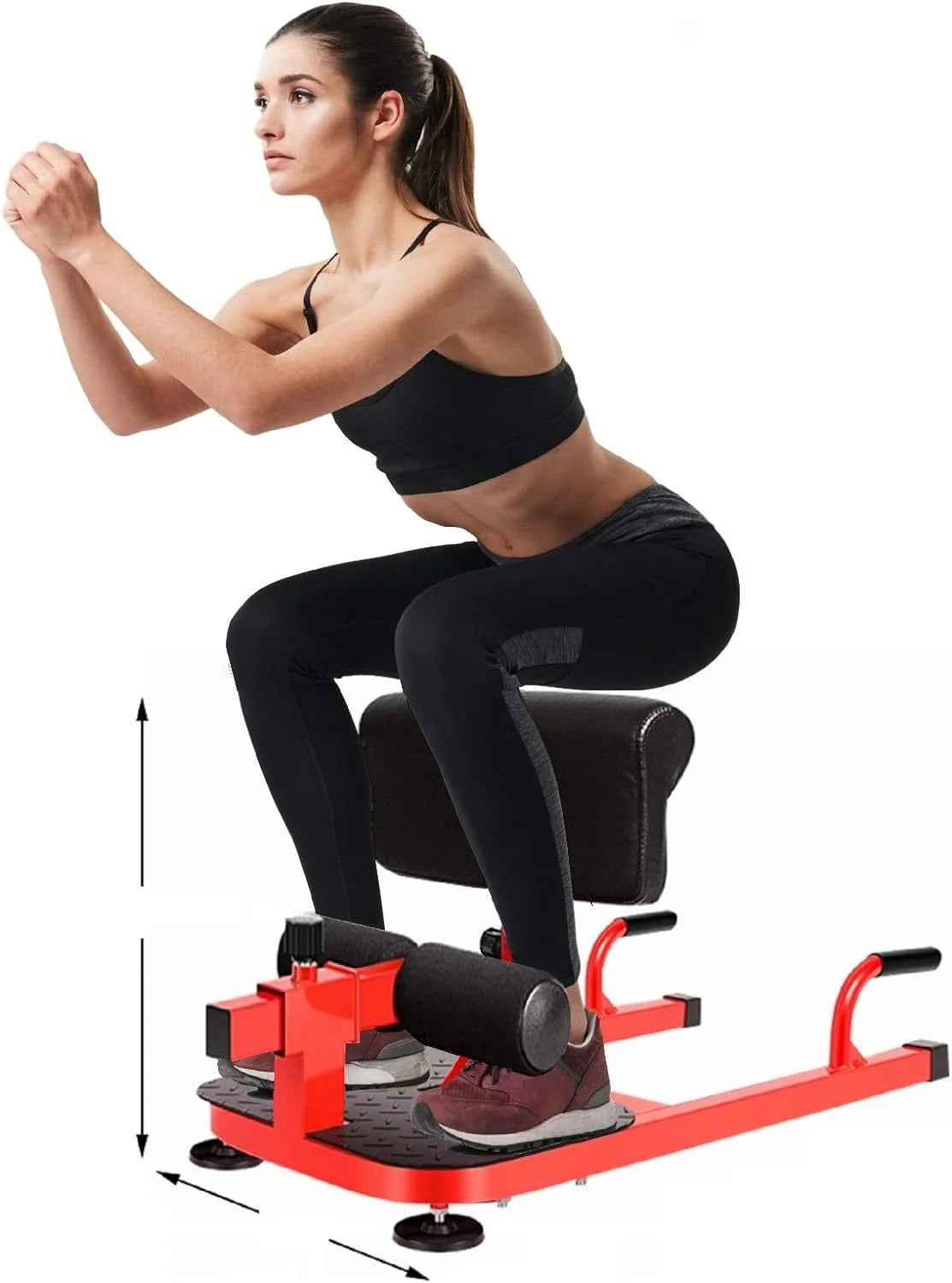 Red 8-in-1 Squat Bench Leg Exerciser J11130