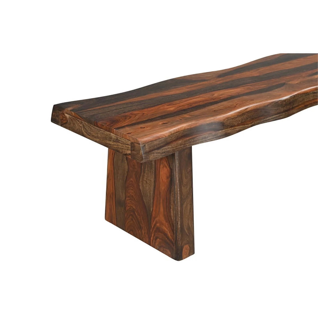 68" Live Edge Solid Wood Dining Bench in Dark Brown K45874