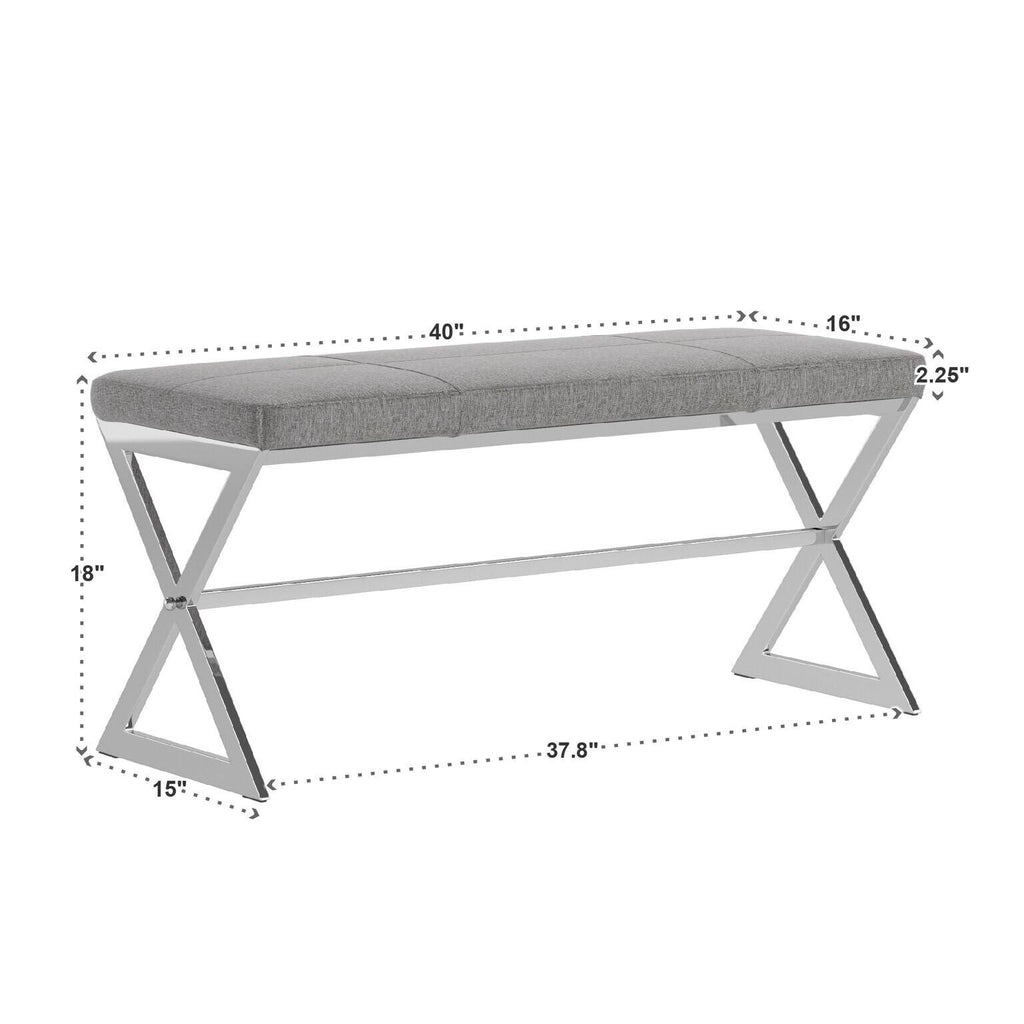 Grey Linen X-Base Bench O99019