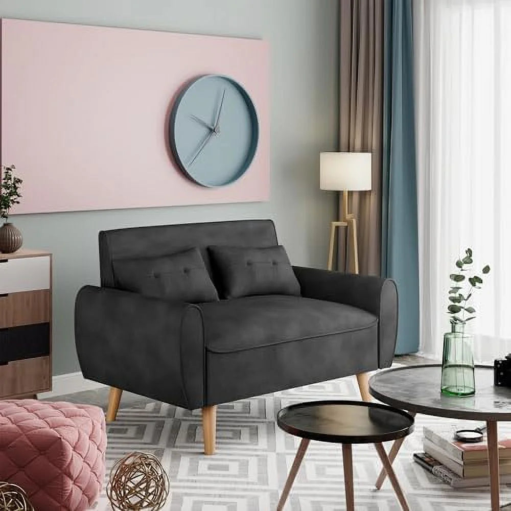 47" Small Modern Loveseat Sofa Linen Fabric 2-Seat Sofa Couch G455413
