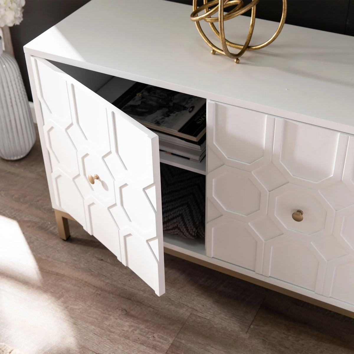 Antique White 3-Door Accent Cabinet W482