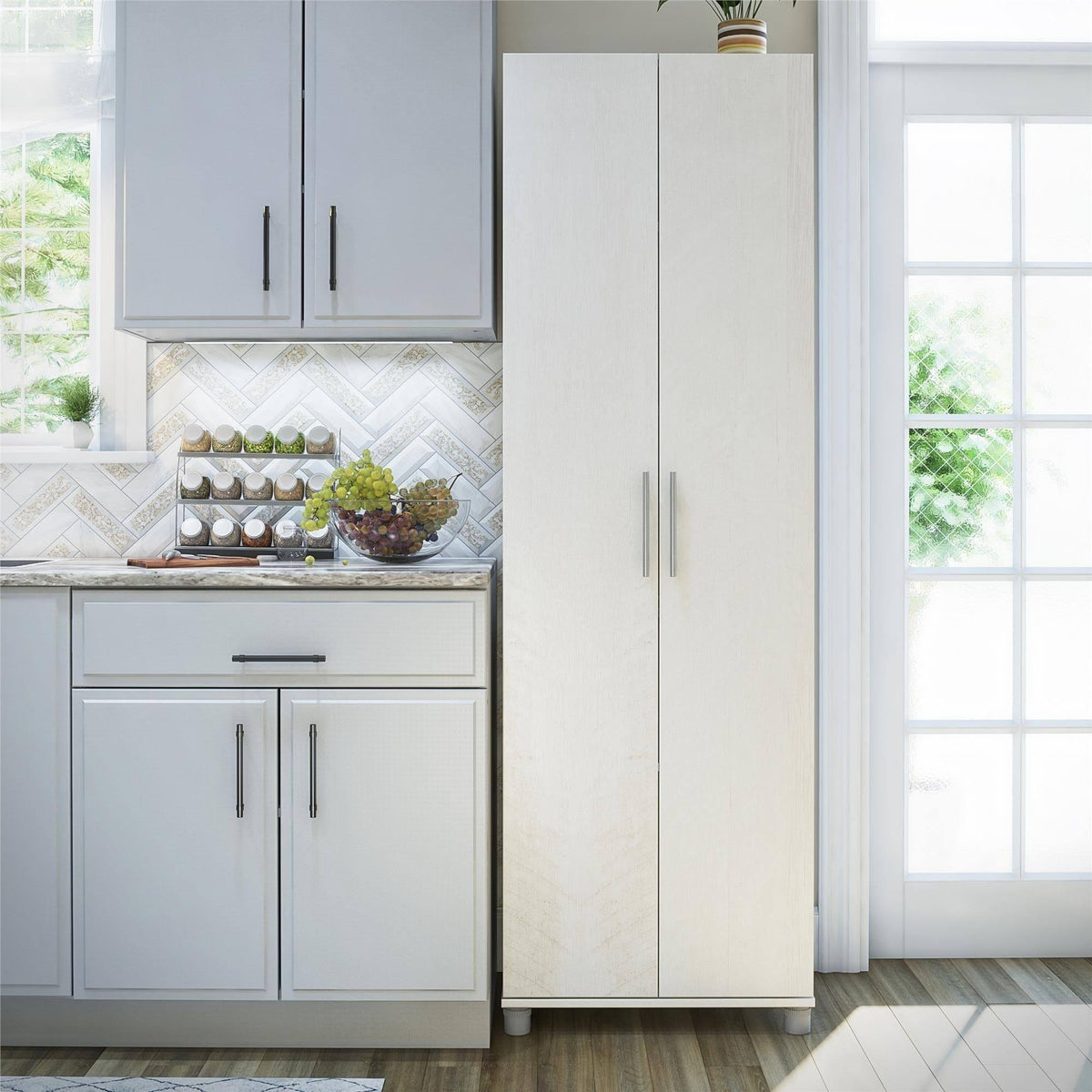 Ivory Oak Utility Storage Cabinet Q80430