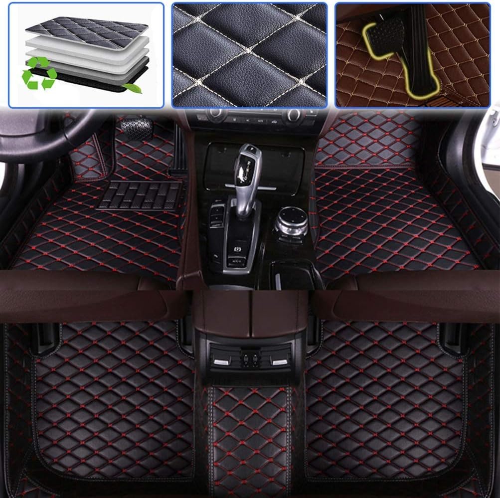 Red Waterproof Full Coverage Car Floor Mats S80074