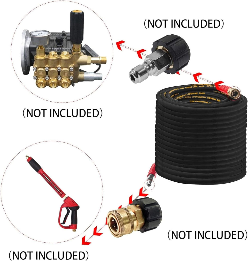50FT 3/8 Quick Connect 4000 PSI Wire Braided Pressure Washer Hose K5638