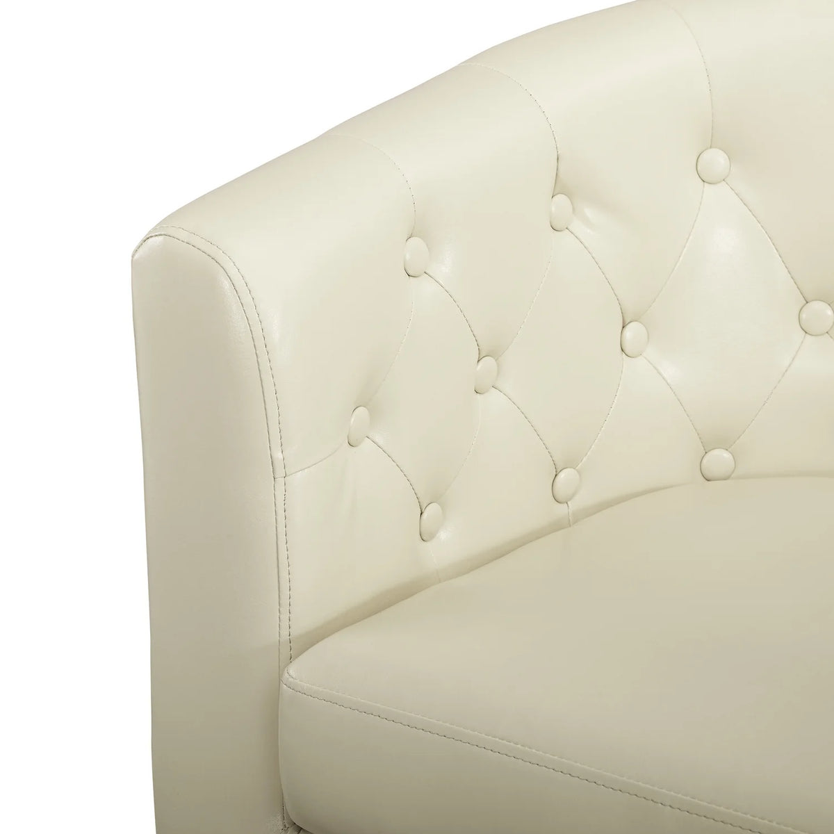 Cream Faux Leather Barrel Loveseat E640