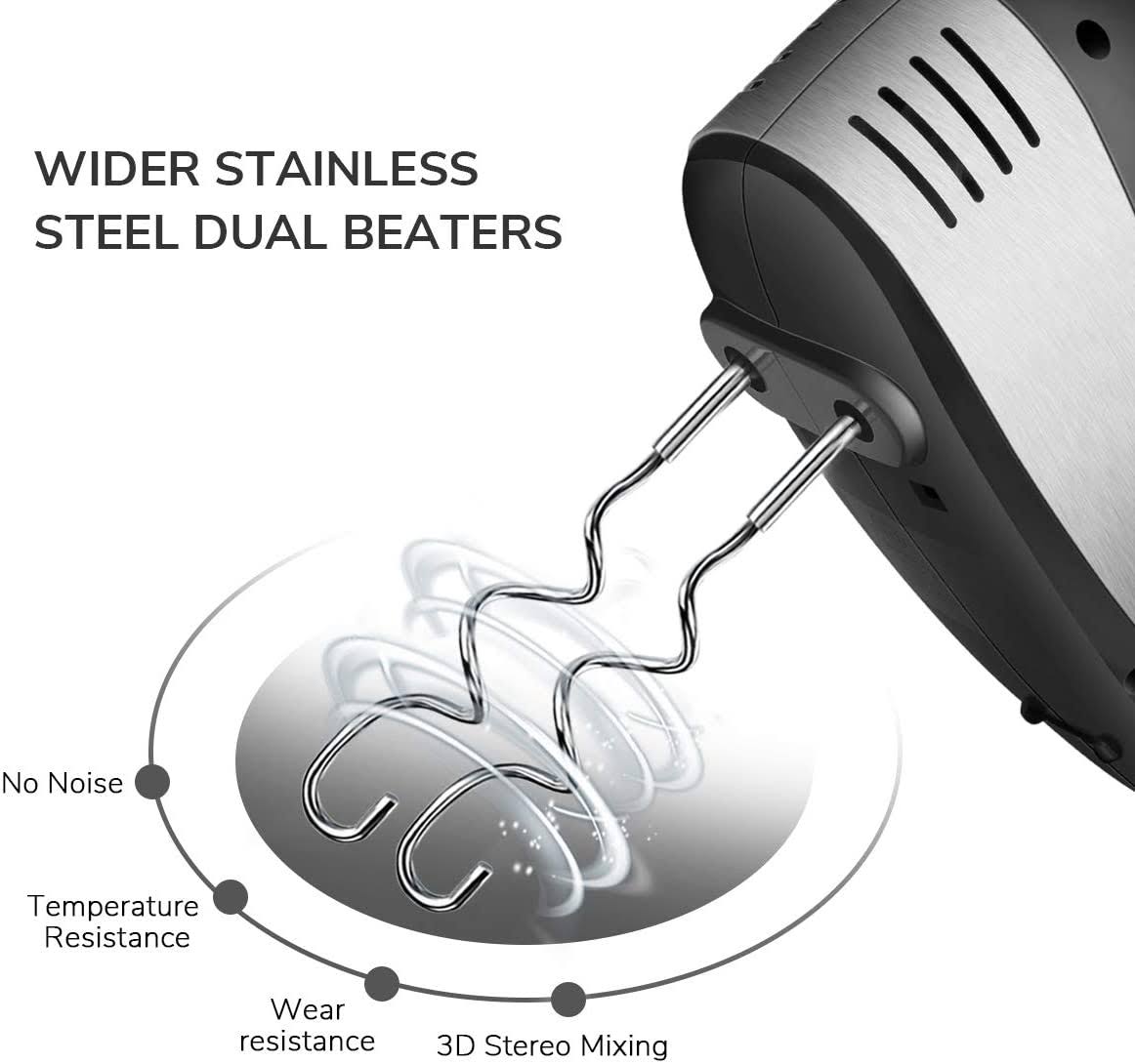 5-Speed Electric Hand Mixer with Beaters Dough Hooks and Storage Case H408984