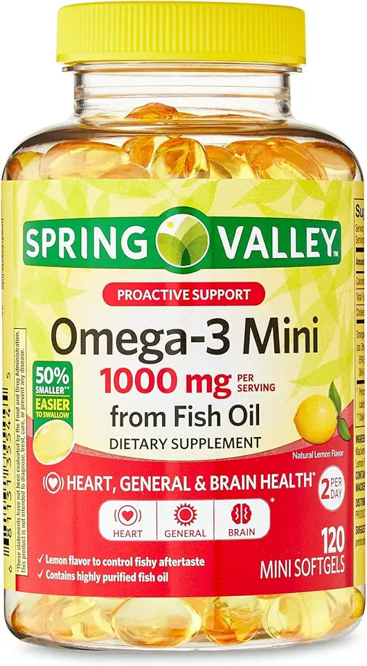 Omega-3 Fish Oil Supplement, 1000 mg, 120 Mini Softgels D492