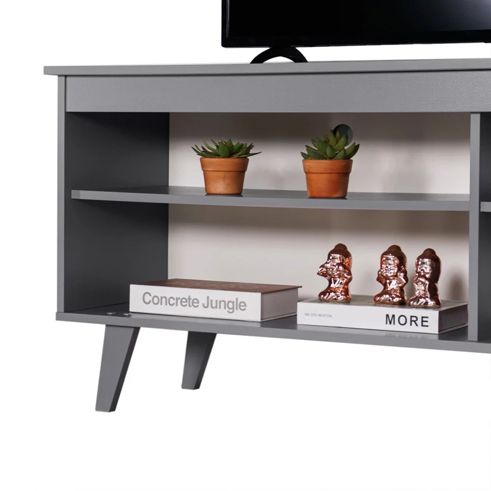 White TV Stand with Storage Shelves L794