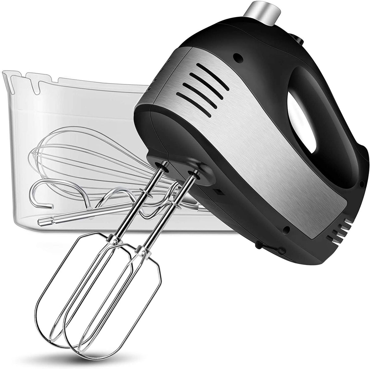 5-Speed Electric Hand Mixer with Beaters Dough Hooks and Storage Case H408984