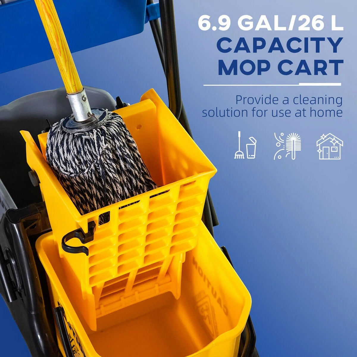 Wringer Bucket Cart with Side Press Wringer and Mop Holder Q996797