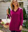 Cashmere Merino Deep V Neck Tunic Pink G163874