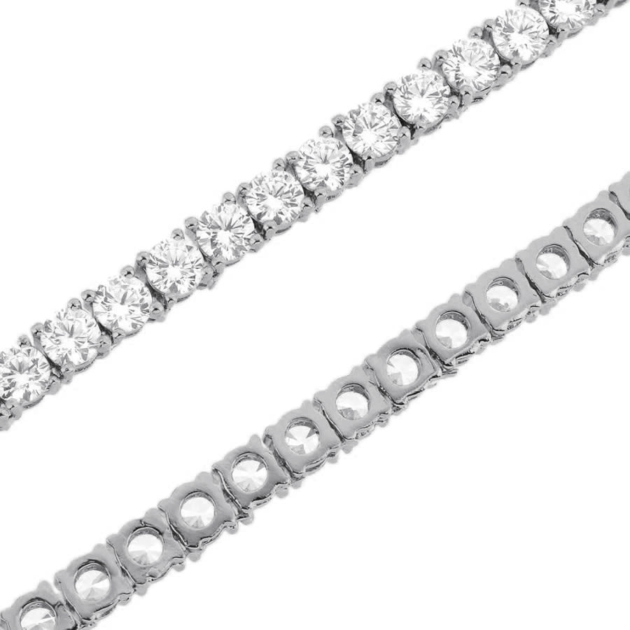 14K White Gold Finish Tennis Chain Necklace 24" O11801
