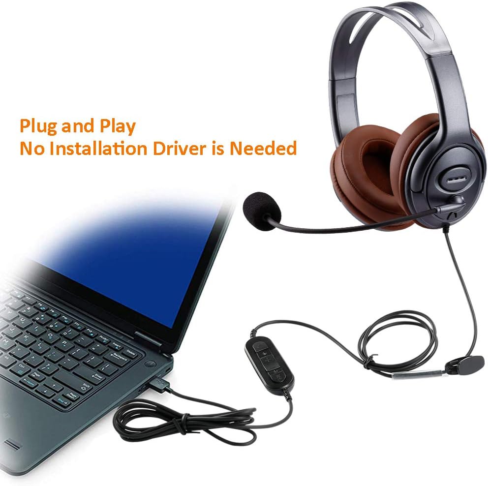 USB Headset with Microphone Noise Cancelling and Volume Controls T250