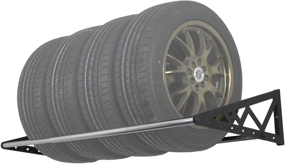 Adjustable Wall Mounted Tire Rack, Heavy Duty Steel, Black Z424228