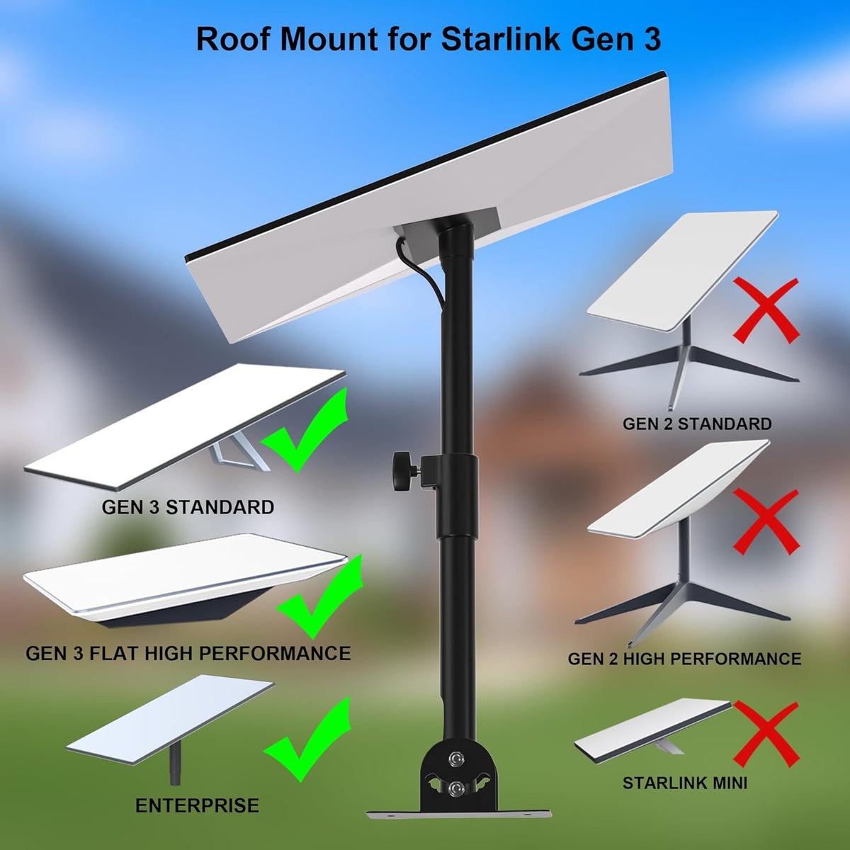Heavy Duty Adjustable Starlink Roof Mount with Pipe Adapter I247150