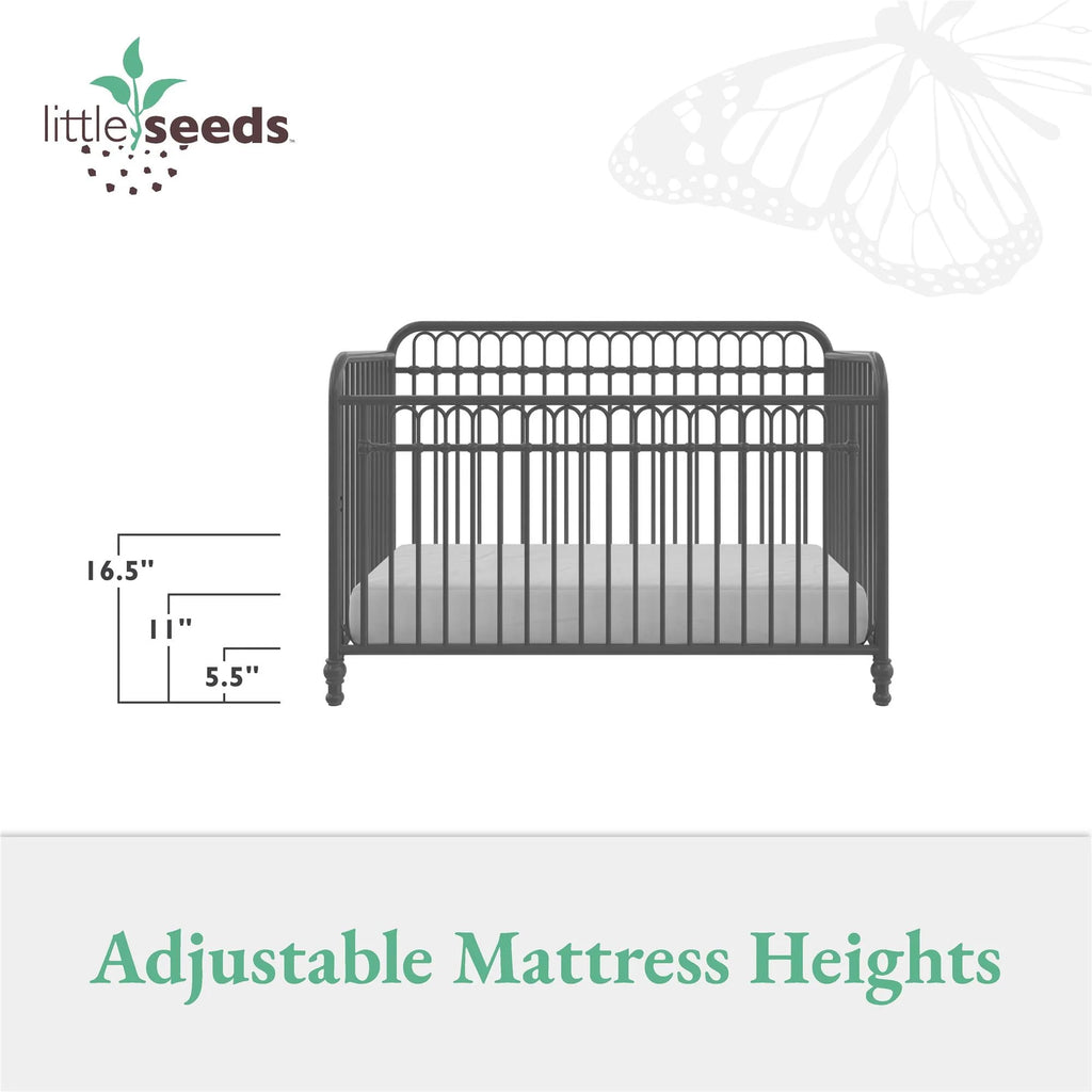 Gray Convertible Metal Crib L97757