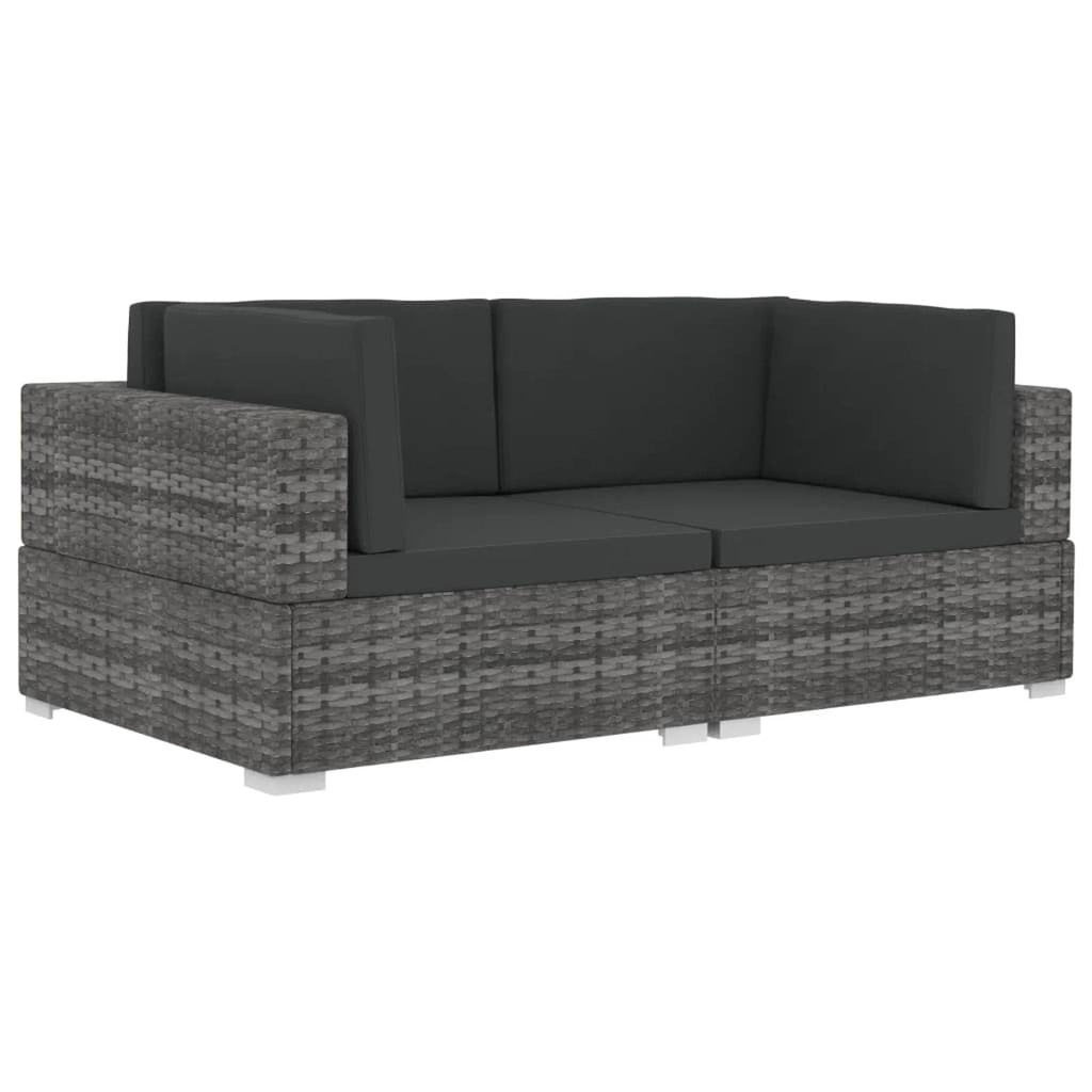 Gray Poly Rattan Patio Sofa Set with Cushions V262