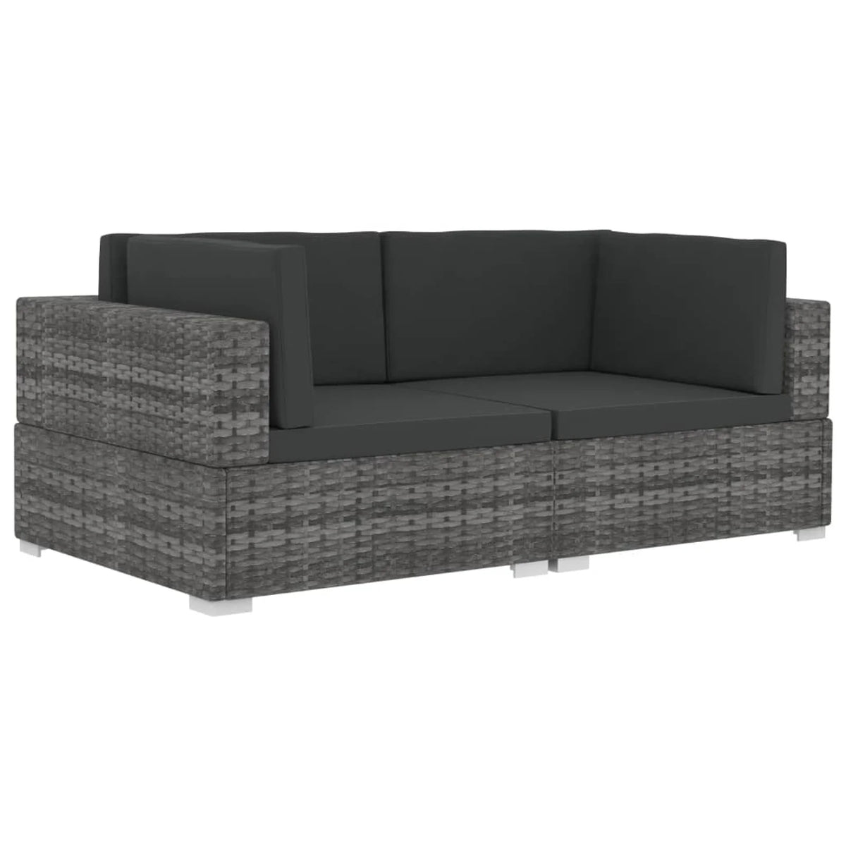 Gray Poly Rattan Patio Sofa Set with Cushions V262