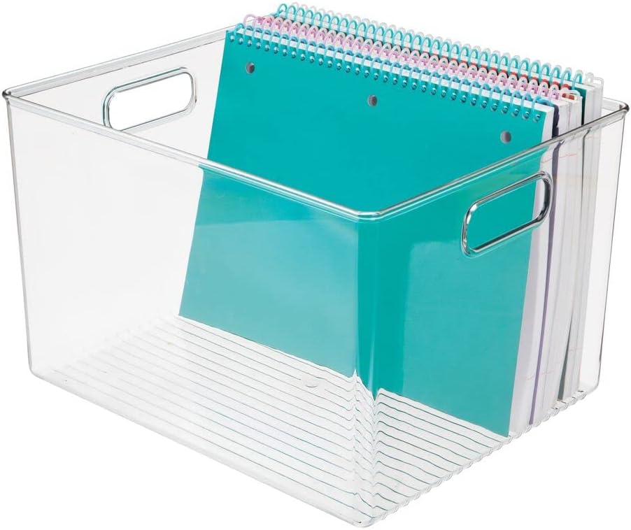 Clear Stackable Plastic Storage Organizer Bin with Handle 8 Pack G25938