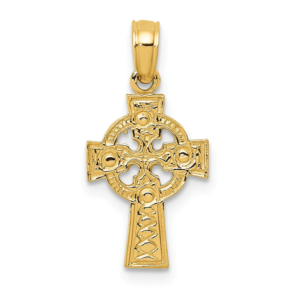14 Karat Yellow Gold Celtic Cross Pendant with 18-inch Chain E79344