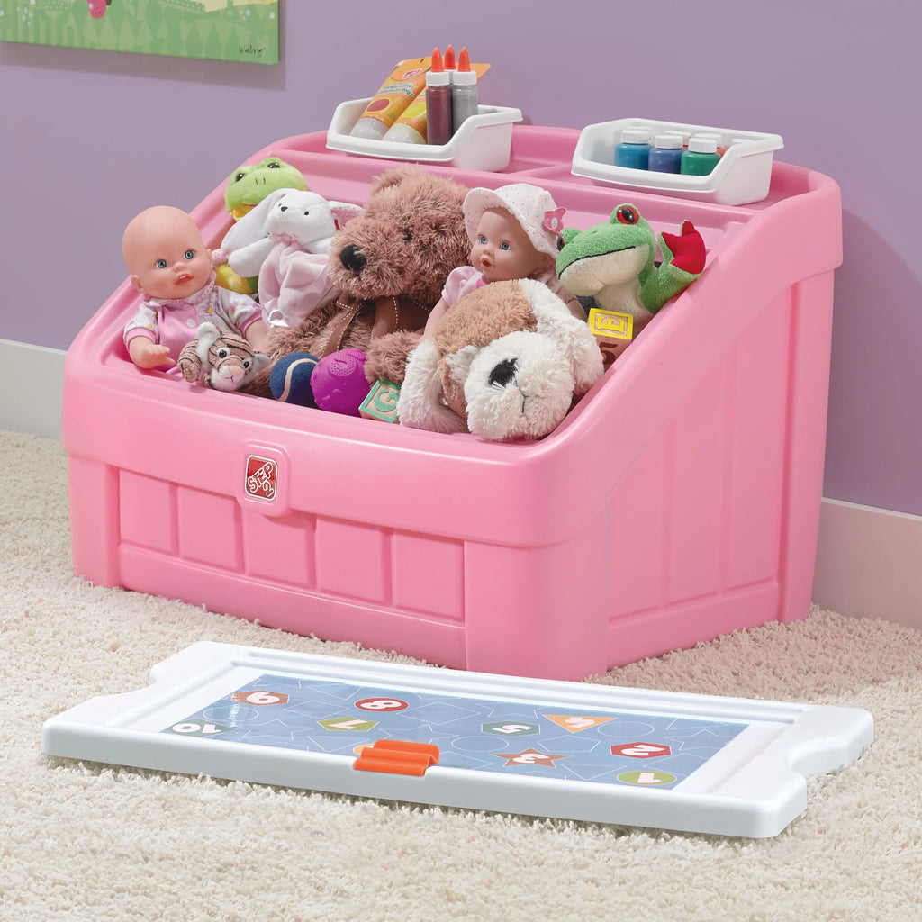 Pink 2-in-1 Plastic Toy Storage Box G5751
