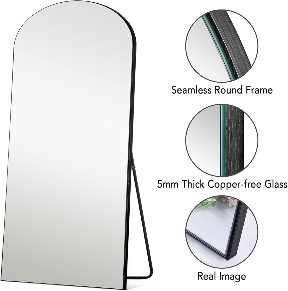 71''x31'' Black Arched Floor Mirror P434603