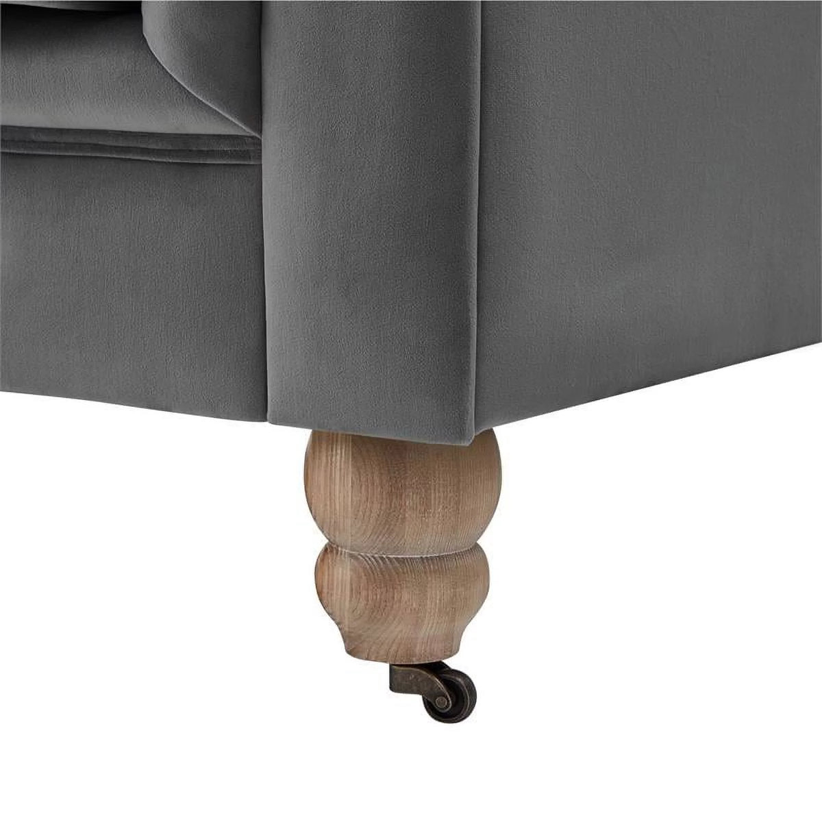 Dark Gray Velvet Button Tufted Club Chair R3914