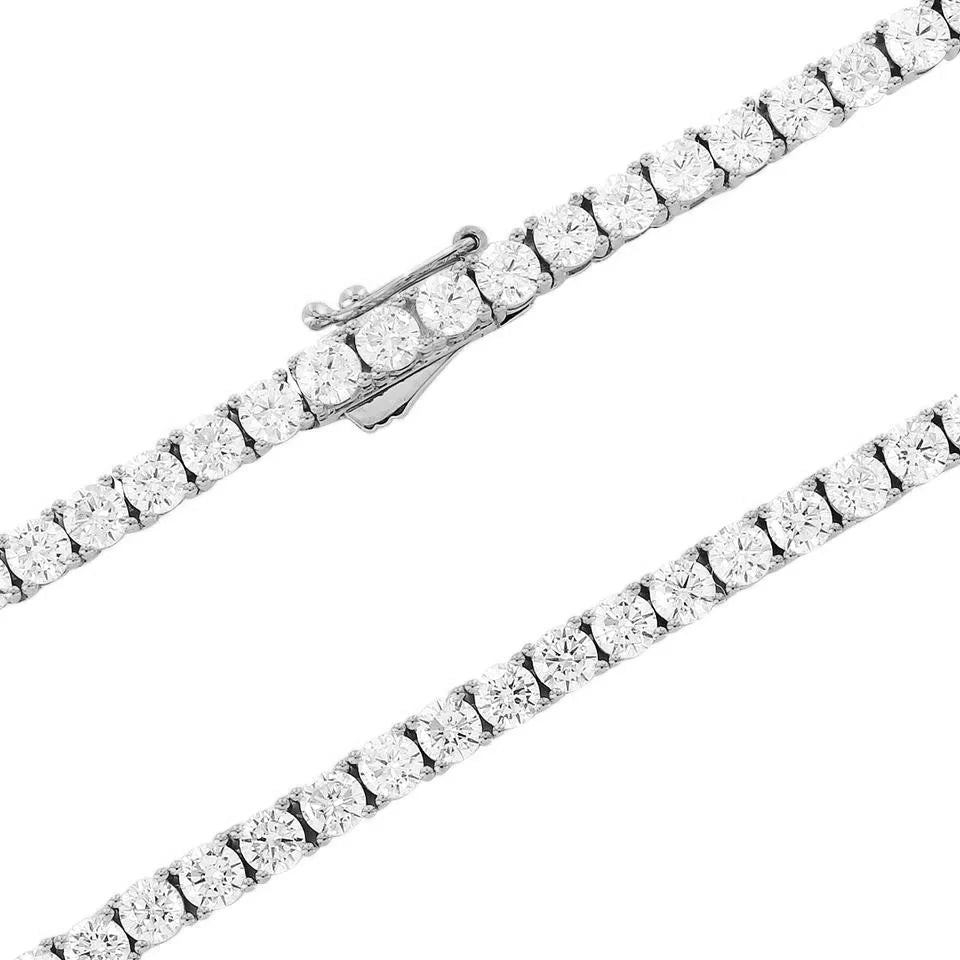 14K White Gold Finish Tennis Chain Necklace 24" O11801