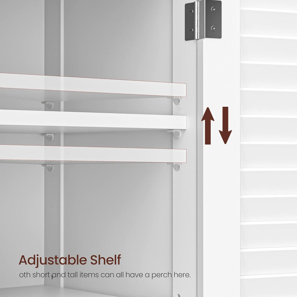 White Bathroom Storage Cabinet with Double Shutter Doors and Adjustable Shelf L591